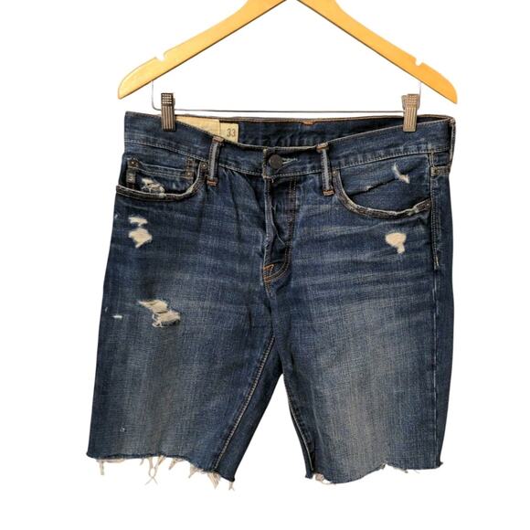 Abercrombie & Fitch Cut Off Jorts Size 33 Denim Jean Shorts Frayed Hem Mens S - Picture 3 of 13